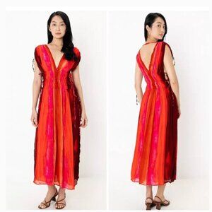 NWOT Zara V-neck Tie Dye Midi Dress Size Large